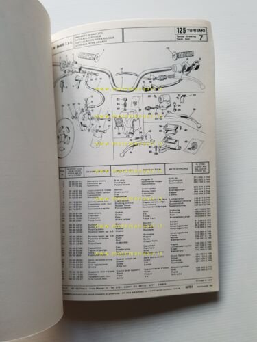 Benelli 125 Turismo 1977 catalogo ricambi originale spare parts list