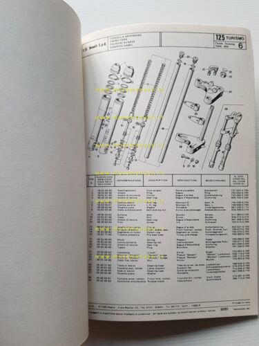 Benelli 125 Turismo 1977 catalogo ricambi originale spare parts list