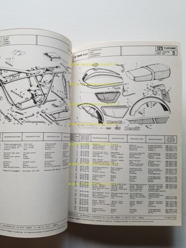 Benelli 125 Turismo 1977 catalogo ricambi originale spare parts list