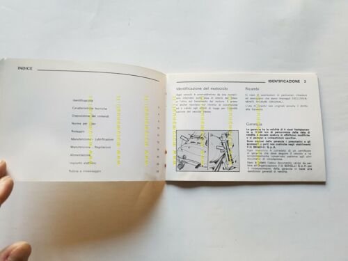 Benelli 125 Turismo 1981 manuale uso manutenzione libretto ITALIANO originale