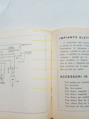 Benelli 175 Extra 1964 manuale uso manutenzione libretto originale italiano