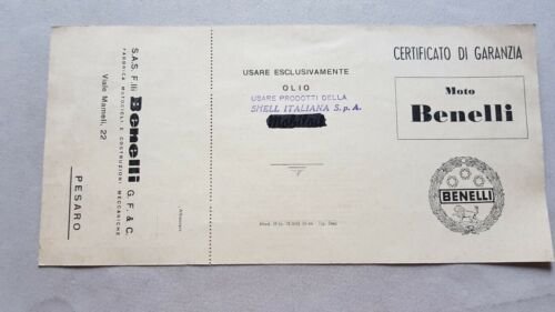 Benelli 1964 libretto tessera garanzia originale moto ciclomotori no depliant