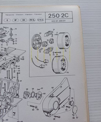 Benelli 250 2C accensione puntine catalogo ricambi originale