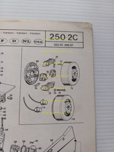 Benelli 250 2C accensione puntine catalogo ricambi originale spare parts …