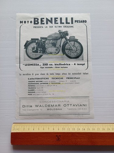 Benelli 250 Leonessa 1954 depliant italiano originale