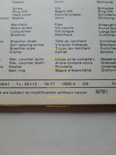 Benelli 250 Quattro 1977 catalogo ricambi originale moto spare parts …