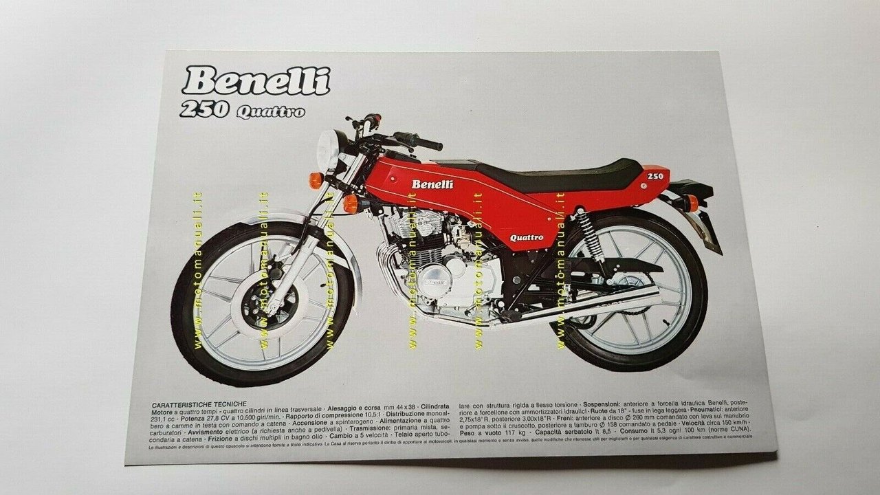 Benelli 250 Quattro depliant italiano originale moto