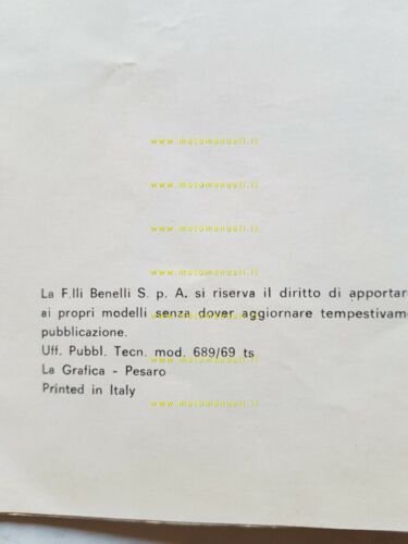 Benelli 250 Sprite-Sport Special-Scrambler 1969 manuale uso originale ITALIANO