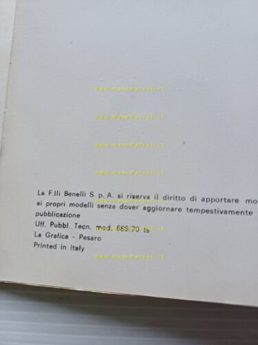 Benelli 250 Sprite-Sport Special-Scrambler 1970 manuale uso originale ITALIANO