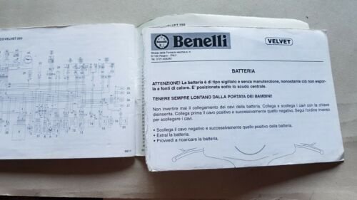 Benelli 250 Velvet scooter manuale uso originale moto owner's manual
