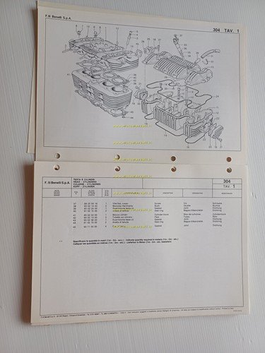 Benelli 304 1982 catalogo ricambi originale