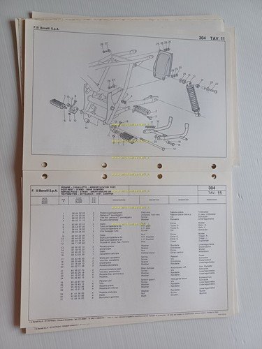 Benelli 304 1982 catalogo ricambi originale