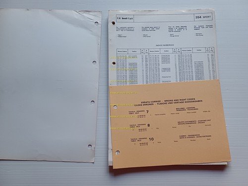 Benelli 354 Sport 1979 catalogo ricambi originale spare parts catalogue