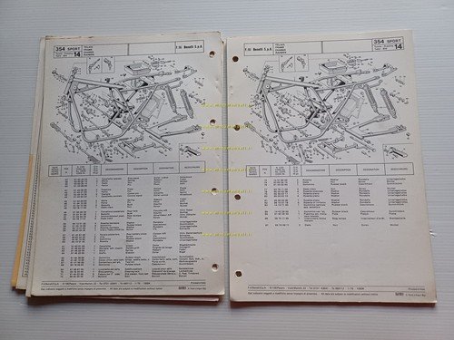 Benelli 354 Sport 1979 catalogo ricambi originale spare parts catalogue
