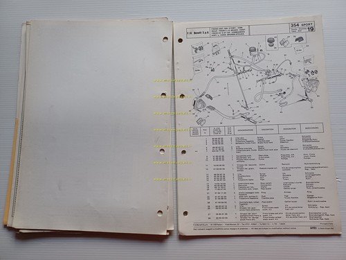 Benelli 354 Sport 1979 catalogo ricambi originale spare parts catalogue