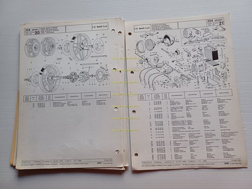 Benelli 354 Sport 1979 catalogo ricambi originale spare parts catalogue
