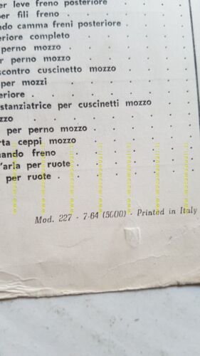 Benelli 49 CICLOCARRO 3V 1964 catalogo ricambi originale spare parts …