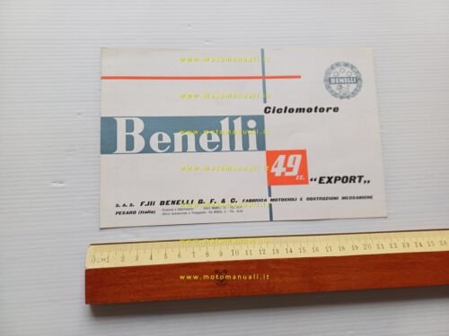 Benelli 49 Export 1959 depliant originale moto genuine brochure