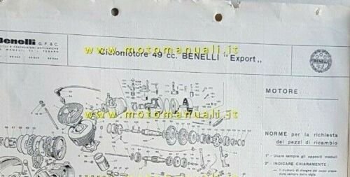 Benelli 49 EXPORT 3V 1964 catalogo ricambi originale spare parts …