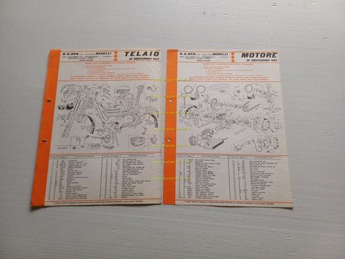 Benelli 49 Gentlemen 1967 catalogo ricambi TELAIO + MOTORE originali