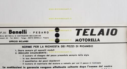 Benelli 49 Motorella 1969 catalogo ricambi TELAIO originale frame catalogue
