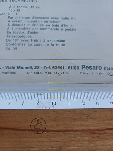 Benelli 49 Sprint 1971 depliant italiano originale