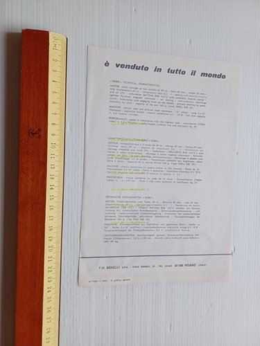 Benelli 50 Bobo 1970 depliant italiano originale ciclomotore