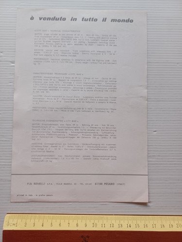 Benelli 50 City Bike 1970 depliant originale italiano ciclomotore brochure