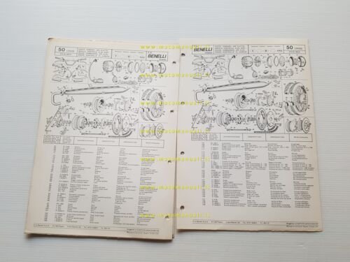 Benelli 50 Cross 1974 catalogo ricambi originale spare parts list