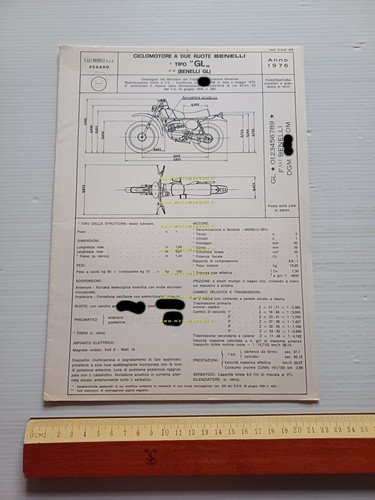 Benelli 50 Cross 1976 Facsimile originale scheda omologazione DGM Motorizzazione