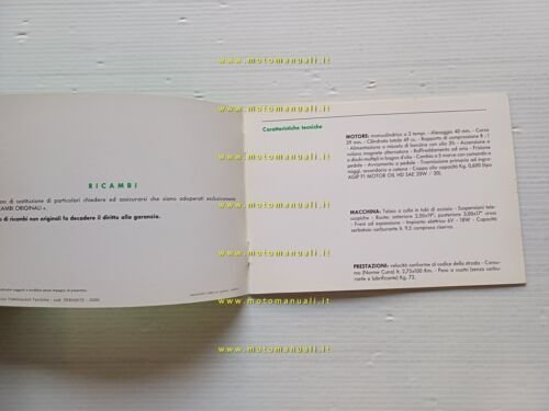 Benelli 50 Cross manuale uso manutenzione libretto istruzioni italiano originale