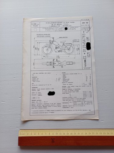 Benelli 50 Export 3v 1960 agg.ta '67 scheda omologazione DGM …