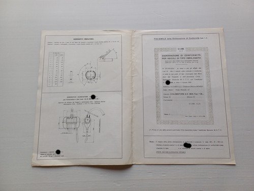 Benelli 50 Export 3v 1960 agg.ta '67 scheda omologazione DGM …