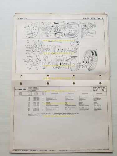 Benelli 50 Export 3V-K 1980 catalogo ricambi originale spare parts …