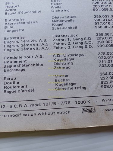 Benelli 50 Export 3VK - 50 Export FA 1976 catalogo …