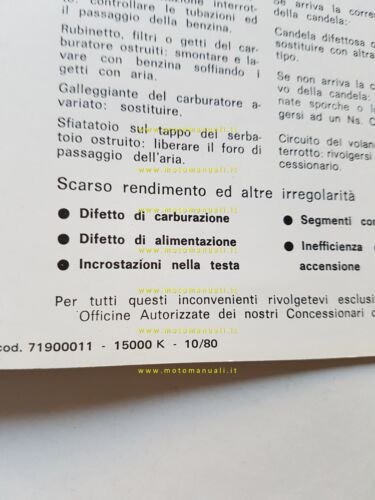 Benelli 50 G2 -G2 Elle 1980 manuale uso manutenzione libretto …