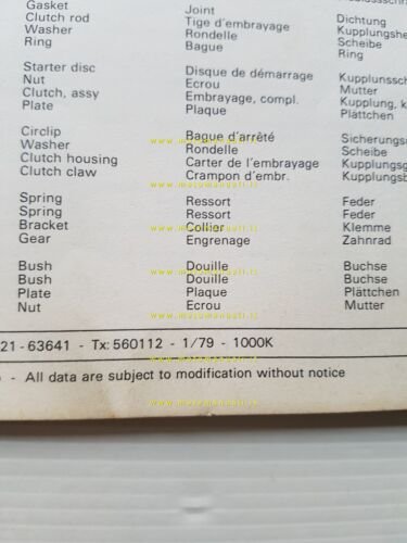 Benelli 50 G2 Pedali 1979 catalogo ricambi originale spare parts …