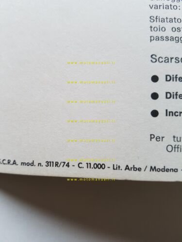 Benelli 50 Gentleman 1974 manuale uso manutenzione libretto originale