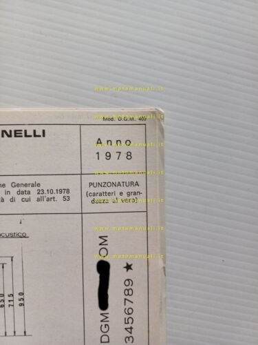 Benelli 50 Magnum 3V 1978 scheda omologazione DGM Facsimile Motorizz. …