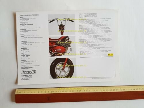 Benelli 50 Magnum 5V 1975 depliant brochure ciclomotore originale italiano