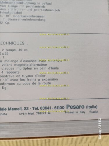 Benelli 50 Mini Cross 1972 depliant originale italiano ciclomotore