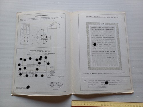 Benelli 50 Monomarcia 1962 agg.ta '67 scheda omologazione DGM Facsimile …