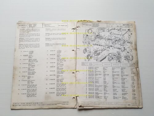 Benelli 50 Motorella 1974 catalogo ricambi originale spare parts list