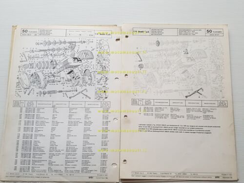 Benelli 50 Turismo 1974 catalogo ricambi originale spare parts list