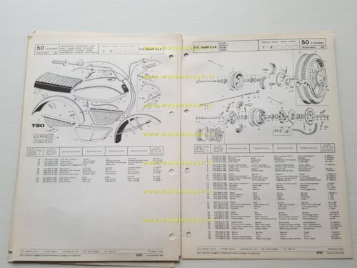 Benelli 50 Turismo 1974 catalogo ricambi originale spare parts list
