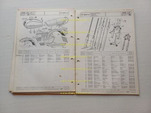 Benelli 500 LS 1976 catalogo ricambi originale spare parts catalogue