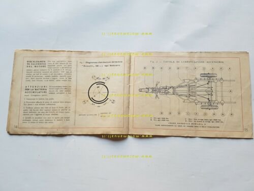 Benelli 500 Motocarro B. 500 1939 manuale uso libretto originale …