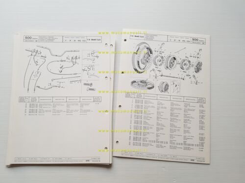 Benelli 500 Quattro freno tamburo catalogo ricambi originale parts catalogue