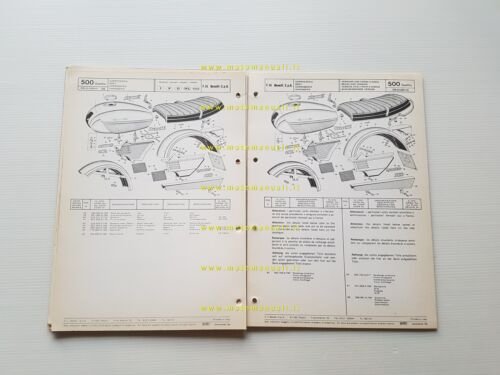 Benelli 500 Quattro freno tamburo-disco catalogo ricambi originale parts list