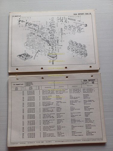Benelli 504 Sport 1979 catalogo ricambi originale